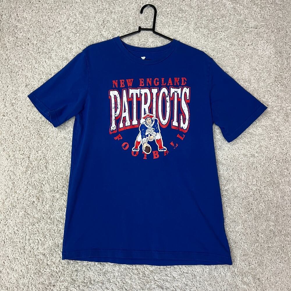 New England Patriots Tee T-Shirt Short Sleeve Adult Large Blue NFL Football